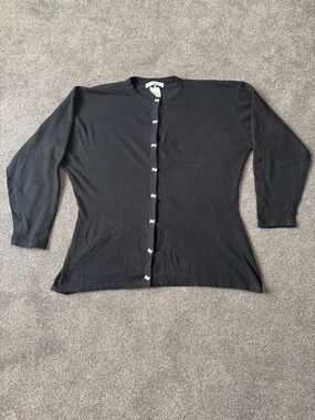 Vintage Holt Renfrew Black Women's Button-Front Cashmere Cardigan
